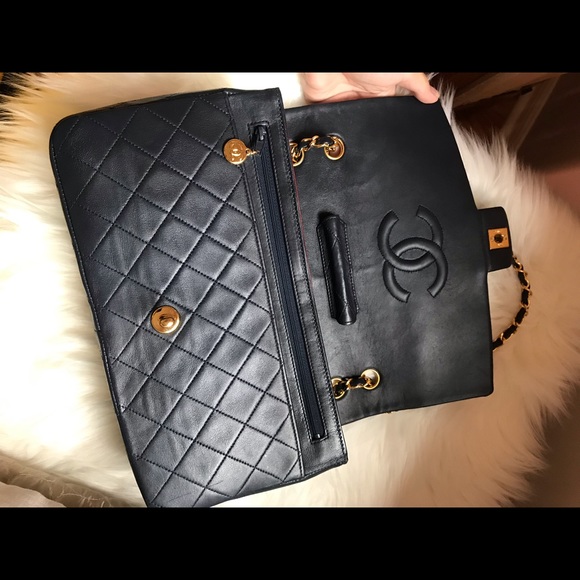 Chanel Vintage Single Flap bag Navy lambskin - Picture 3 of 15